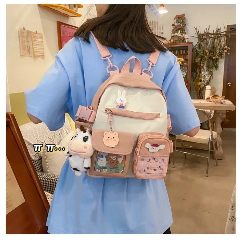 

Korean Style Small Canvas Girl Mini Backpack For Women Waterproof Fashion Travel Backpack School Bag Tote For Tennage Shoulder