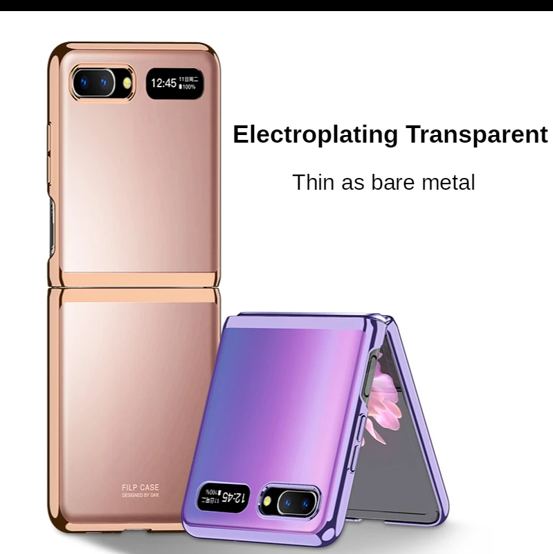 

Ultrathin Phone Case For Samsung Galaxy Z Flip Anti Fall Hard PC Transparent Cover Shockproof Protective Shell