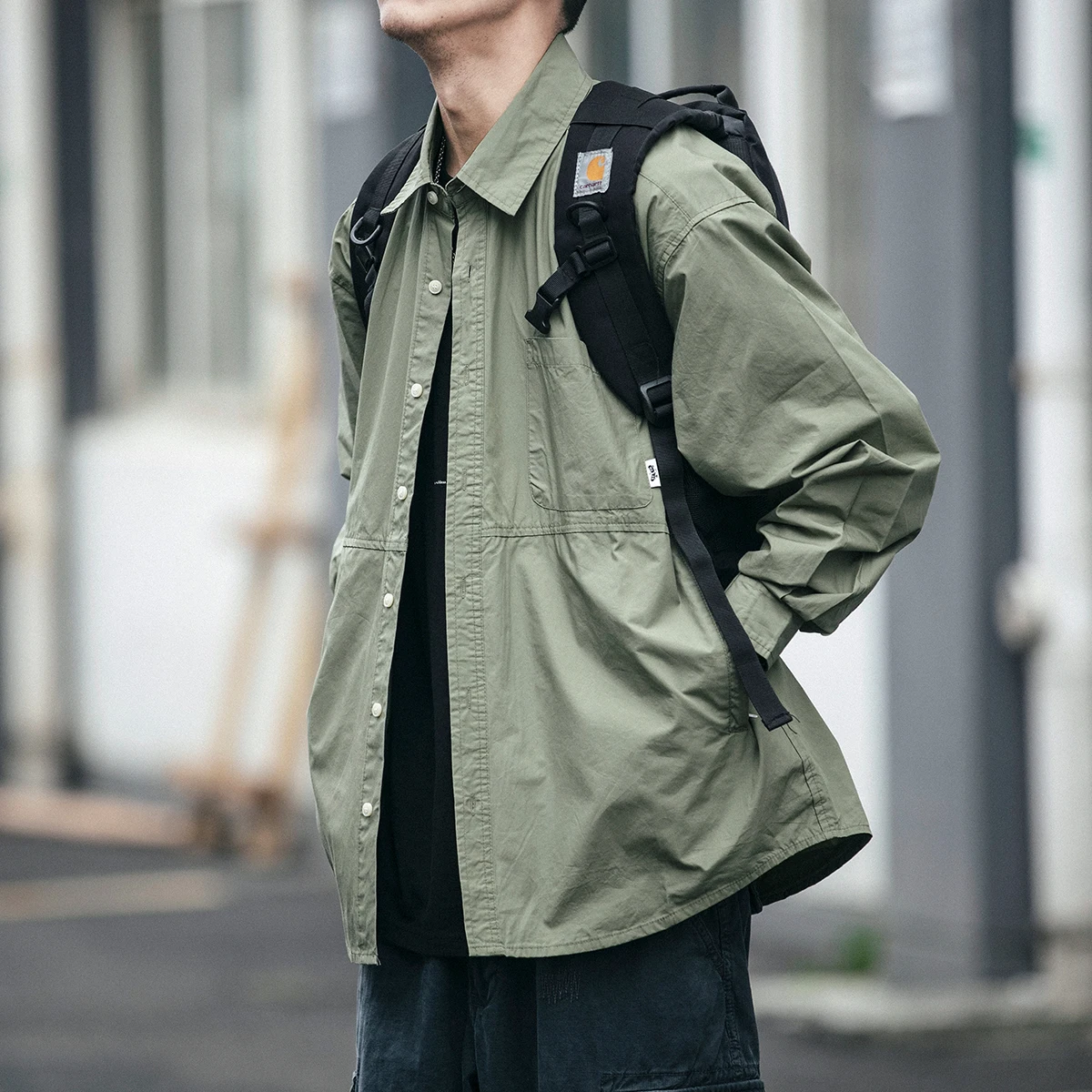 Рубашка мужская оверсайз с лацканами уличная одежда в японском стиле Свободное