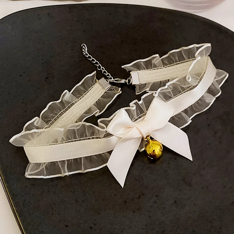 

Gothic Wide Bowknot Black White Lace Chokers Necklaces For Women Fashion Punk Gothic Choker Sweet Vintage Collares Necklace