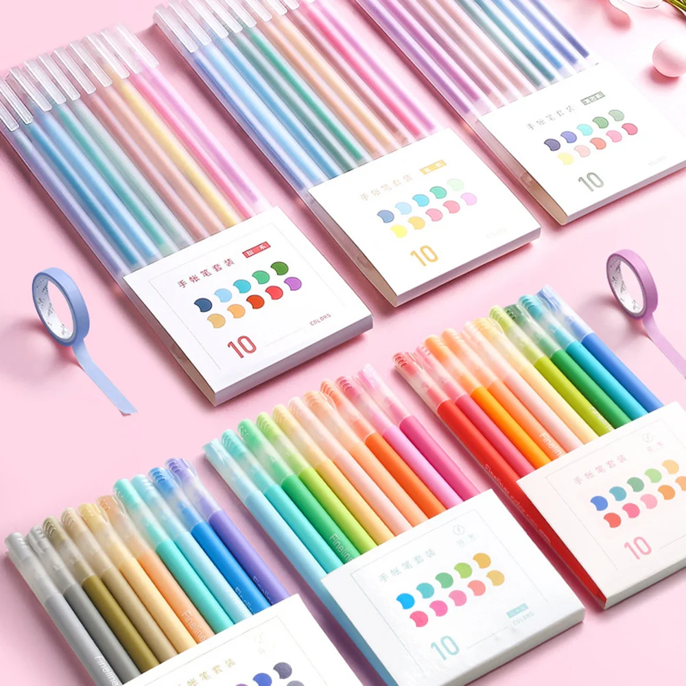 

10 Color Morandi Colorful Gel Pen Student Note Marker Pens Notebook Painting Graffiti Color Pen