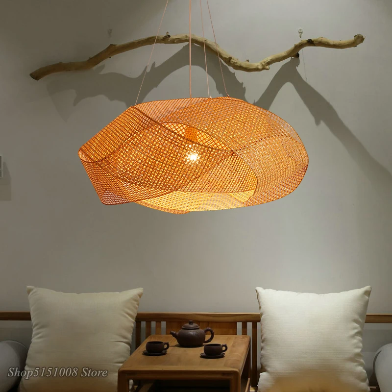 Новый китайский бамбуковый Плетеный подвесной светильник из ротанга с облаком
