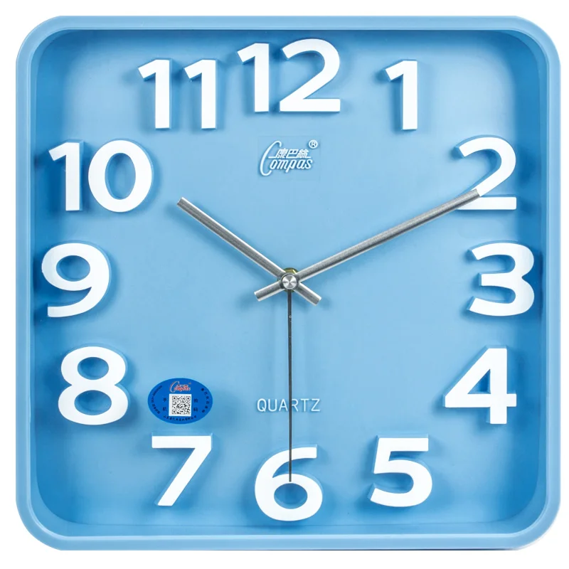 3D настенные часы Современные бесшумные стоячие квадратные синие для гостиной