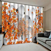 maple leaf curtains 3d window curtain luxury bedroom drapes cortina customized size