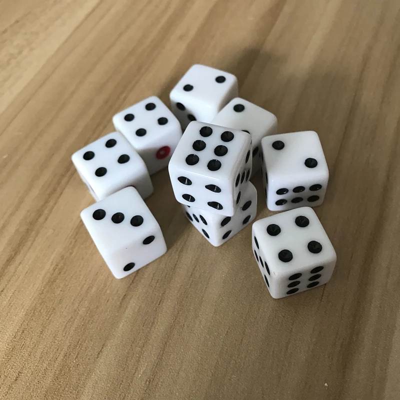 6 шт./лот 16 мм белая Питьевая игральная кость черная точка высокое качество