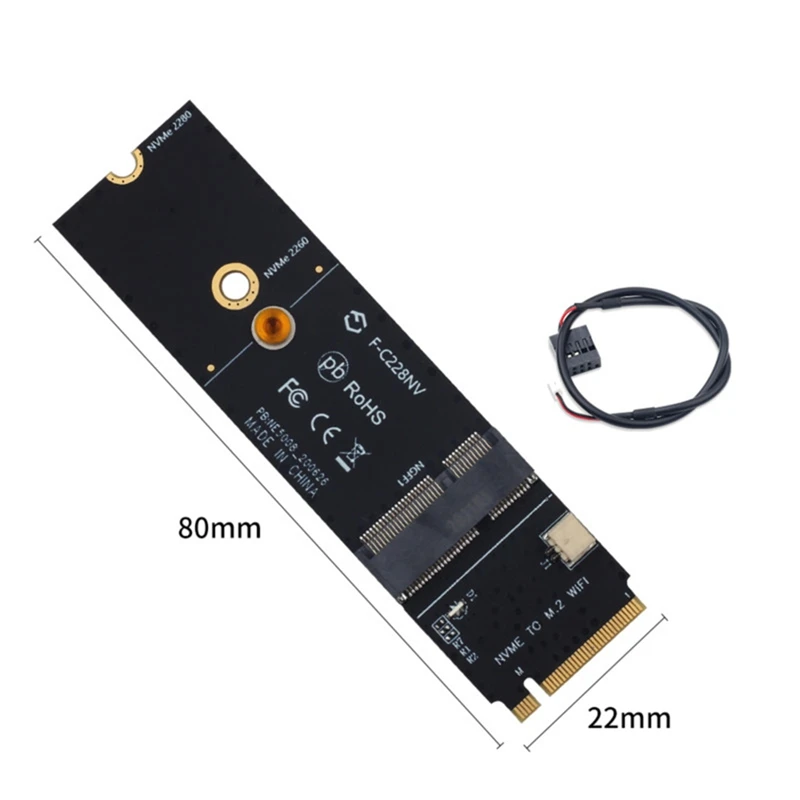 Беспроводной адаптер M.2 A+E Key Slot to M Wifi Bluetooth для карты AX200 9260 Bcm94352Z NVMe PCI Express SSD.