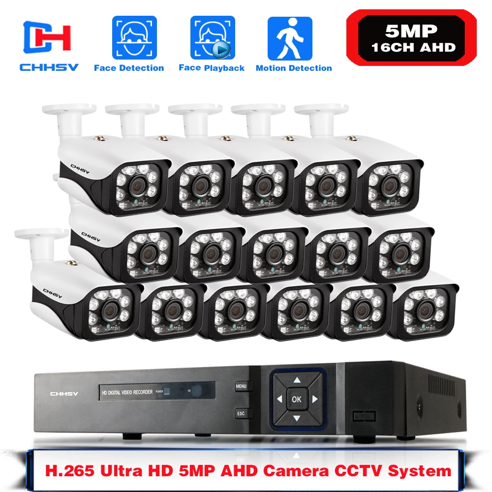Камера видеонаблюдения 16 каналов DVR NVR 5 МП AHD | Безопасность и защита