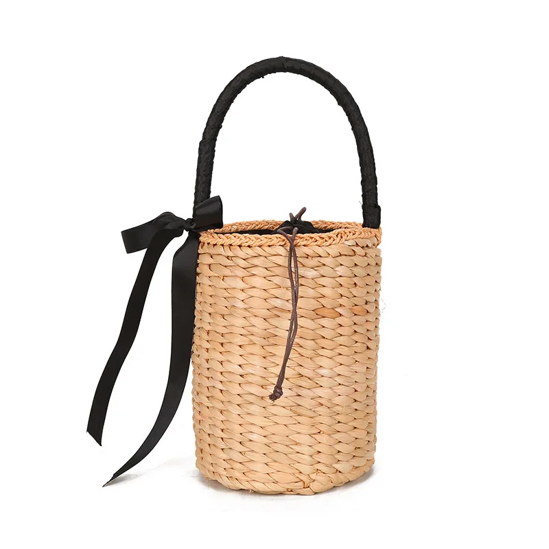 

2019 New Women Handbag Summer Beach HandBags Knitted Straw weaving Women Bucket Bag Bohemia New
