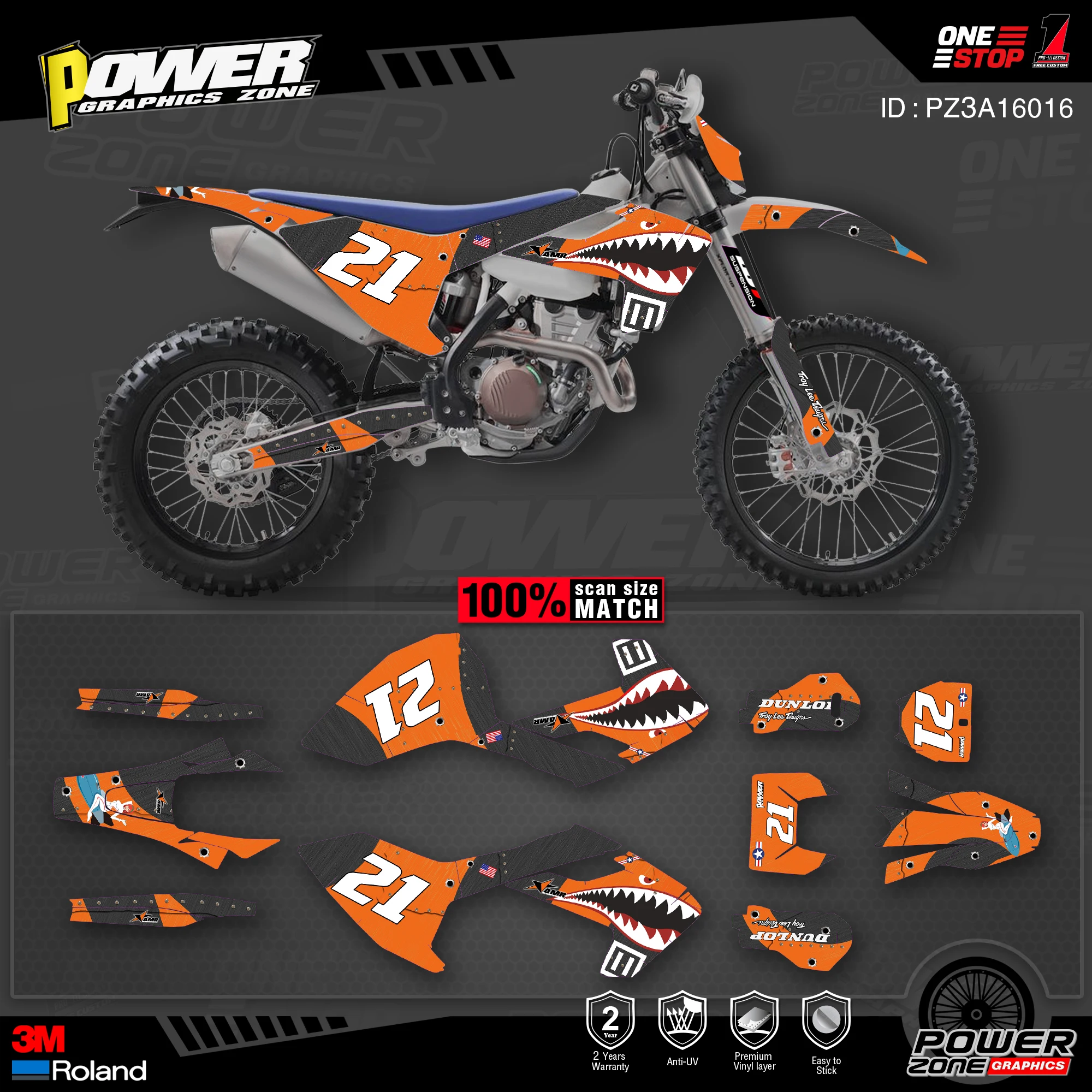 PowerZone Custom Team Graphics наклейки 3M Набор стикеров для Husqvarna 2016-18 TC FC TX FX FS 2017-19 TE FE 125-450cc 16 |