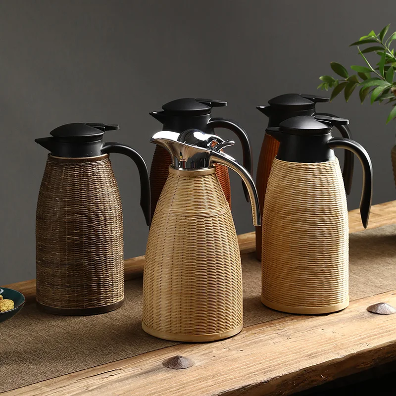 Термос из нержавеющей стали портативный чайник ручной работы бамбуковое