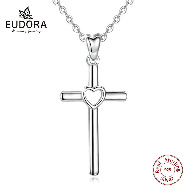 Цепочка с кулоном в виде сердца и Креста серебро 925 пробы|Подвески| |