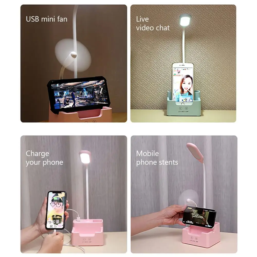 USB перезаряжаемая Светодиодная настольная лампа с сенсорным затемнением