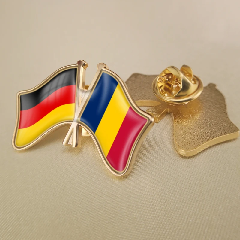

Germany and Chad Crossed Double Friendship Flags Lapel Pins Brooch Badges