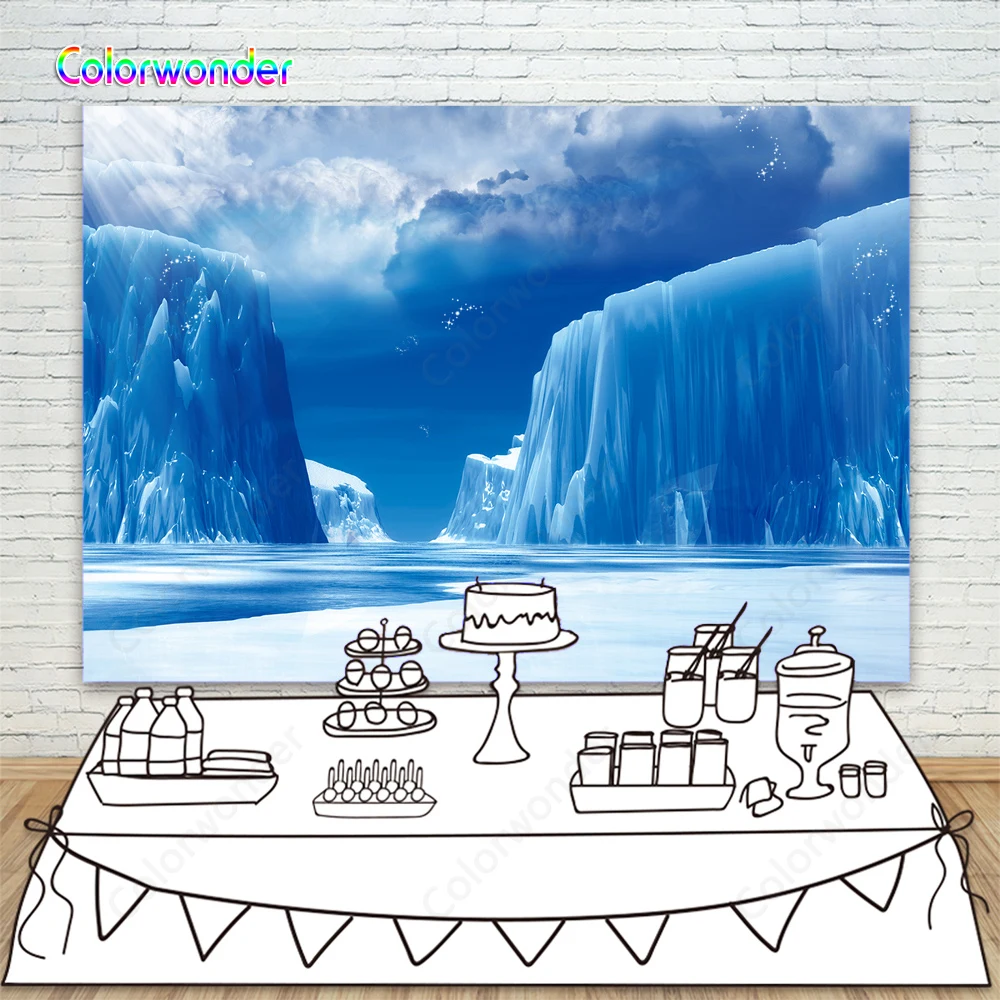 Огромный Айсберг синий фон для фотографии эффектный Ледяной Мир снег зима дети