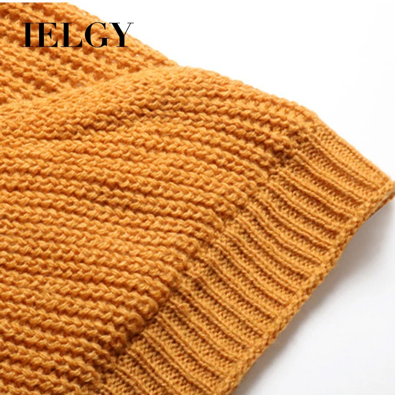 

IELGY Ladies Knit Sweater V-neck Solid Color Long Sleeve Pullover Wear Fashion