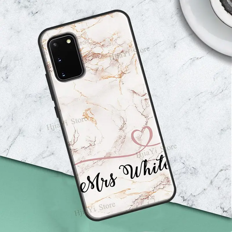 Розовый мрамор ПЕРСОНАЛИЗИРОВАННЫЙ инициал имени для телефонного чехла Samsung Galaxy S22 Ultra S21 S20 FE Note 20 10 S8 S9 S10 Plus.