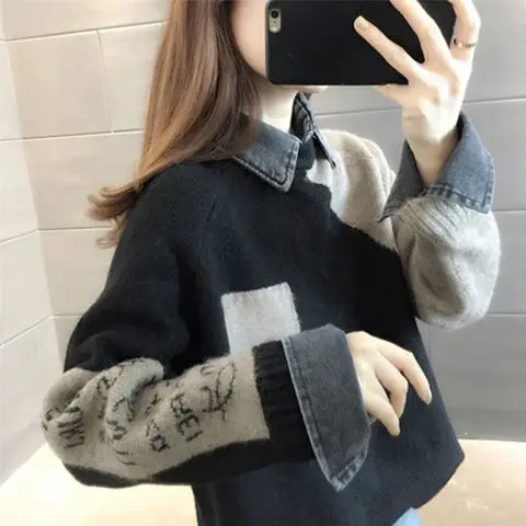 

New sweater and blouse collar, loose for winter