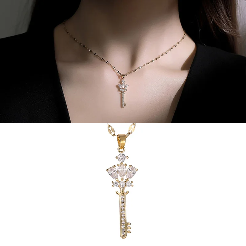 Новинка 2020 г. Модное Длинное золотое ожерелье с подвесками в виде короны и