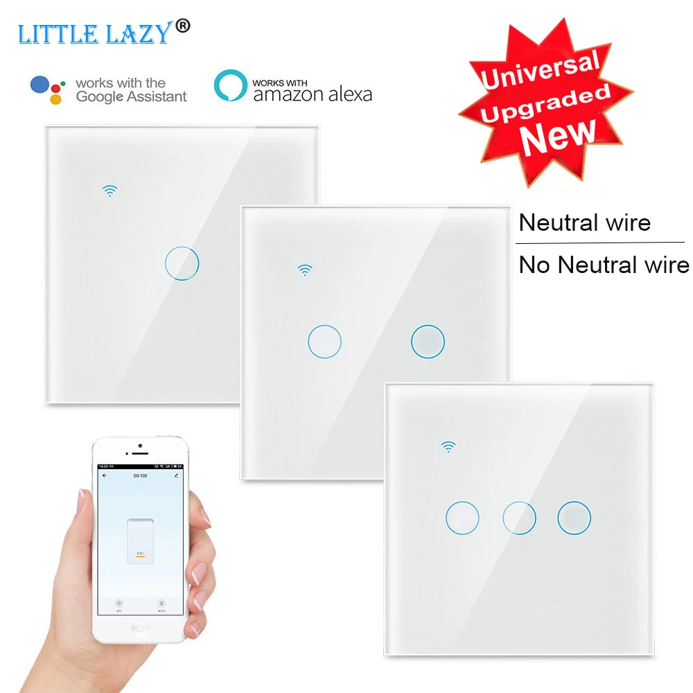 

EU Wifi Smart Switch Voice Control Glass Touch Wall Light Switch 100-240V Support Power Off Memory Alexa Tuya App Google Home
