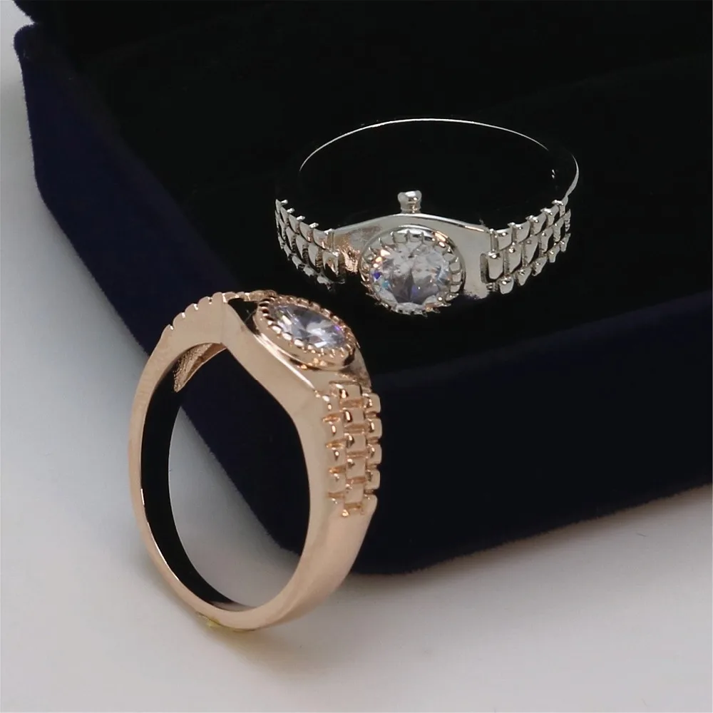 Популярные часы из розового золота кольцо с кристаллами для мужчин и женщин