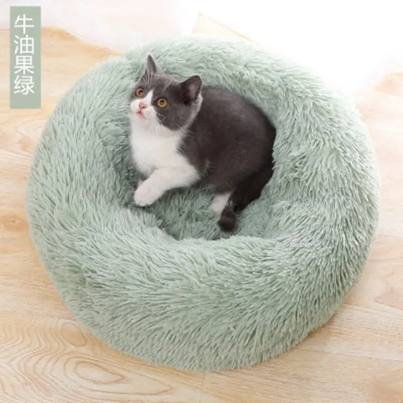 

Супермягкий длинный плюшевый теплый коврик для кошки, симпатичная легкая корзина для домашних животных, кровать для сна, круглая пушистая у...