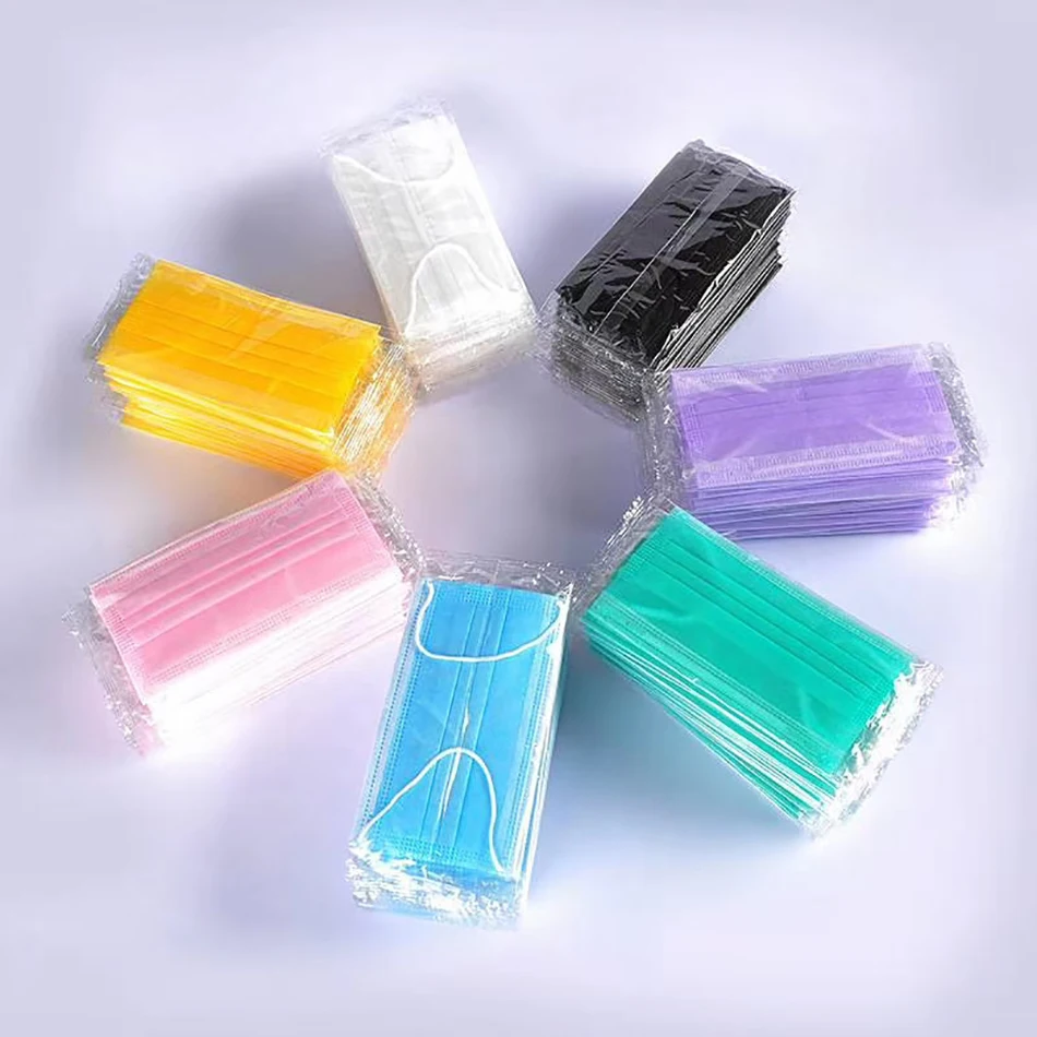 

50 PCS Anti-Vrius Disposable Face Masks 3 Layer Fabric Meltblown Cloth Prevention Mouth masks anti fog Individually mascarillas
