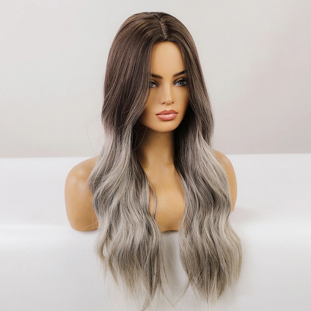 Блондинка Единорог длинные волнистые волосы парик коричневый эффектом деграде