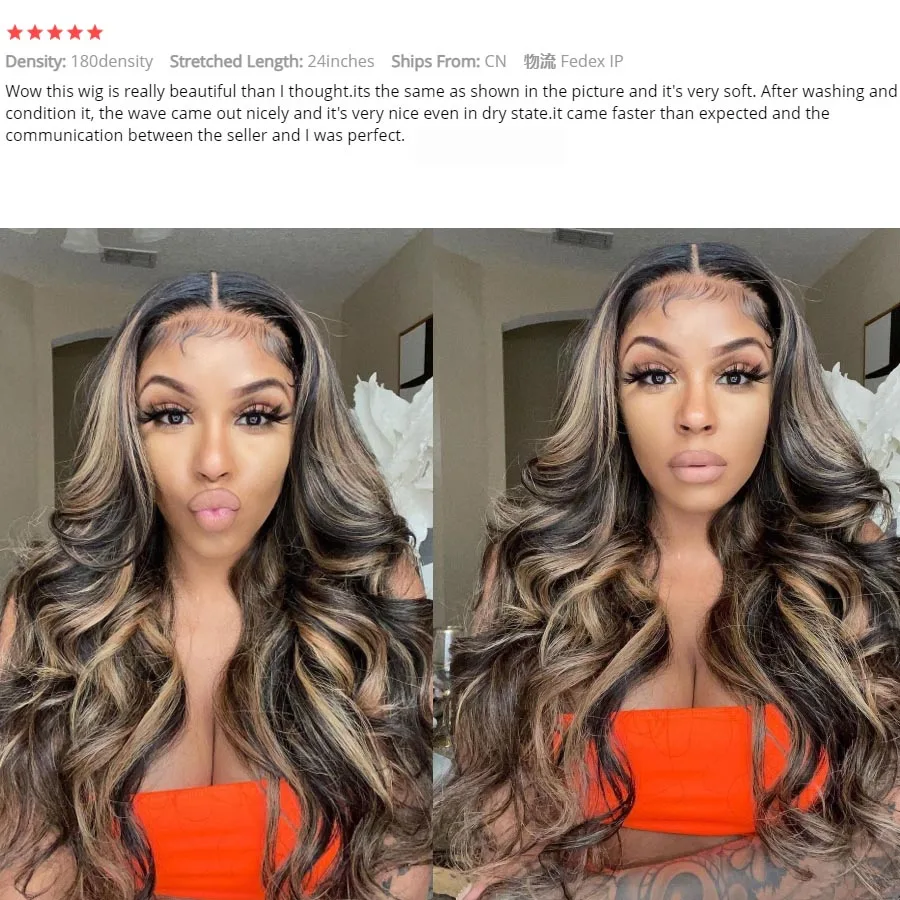 

4/27 Colored Human Hair Wigs Highlight Ombre 13x6 Body Wave Lace Front Human Hair Wigs Brazilian Remy Transparent Lace For Women