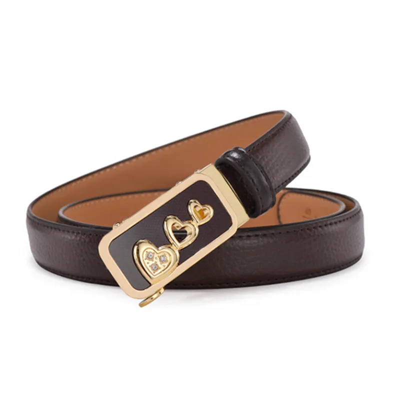 Женский ремень из натуральной кожи с автоматической пряжкой и сердечком 2019 |