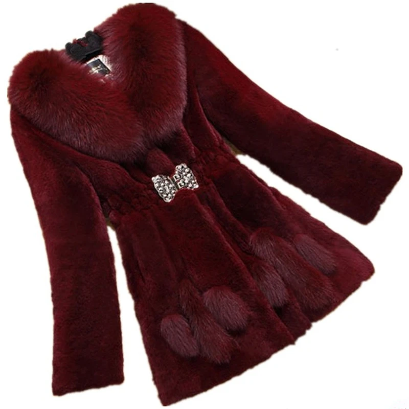 Plus Size Women's Fashion 2021 Winter New Women's Artificial Fox Fur Mid-length Casual Warm Slim Mink Fur Coat