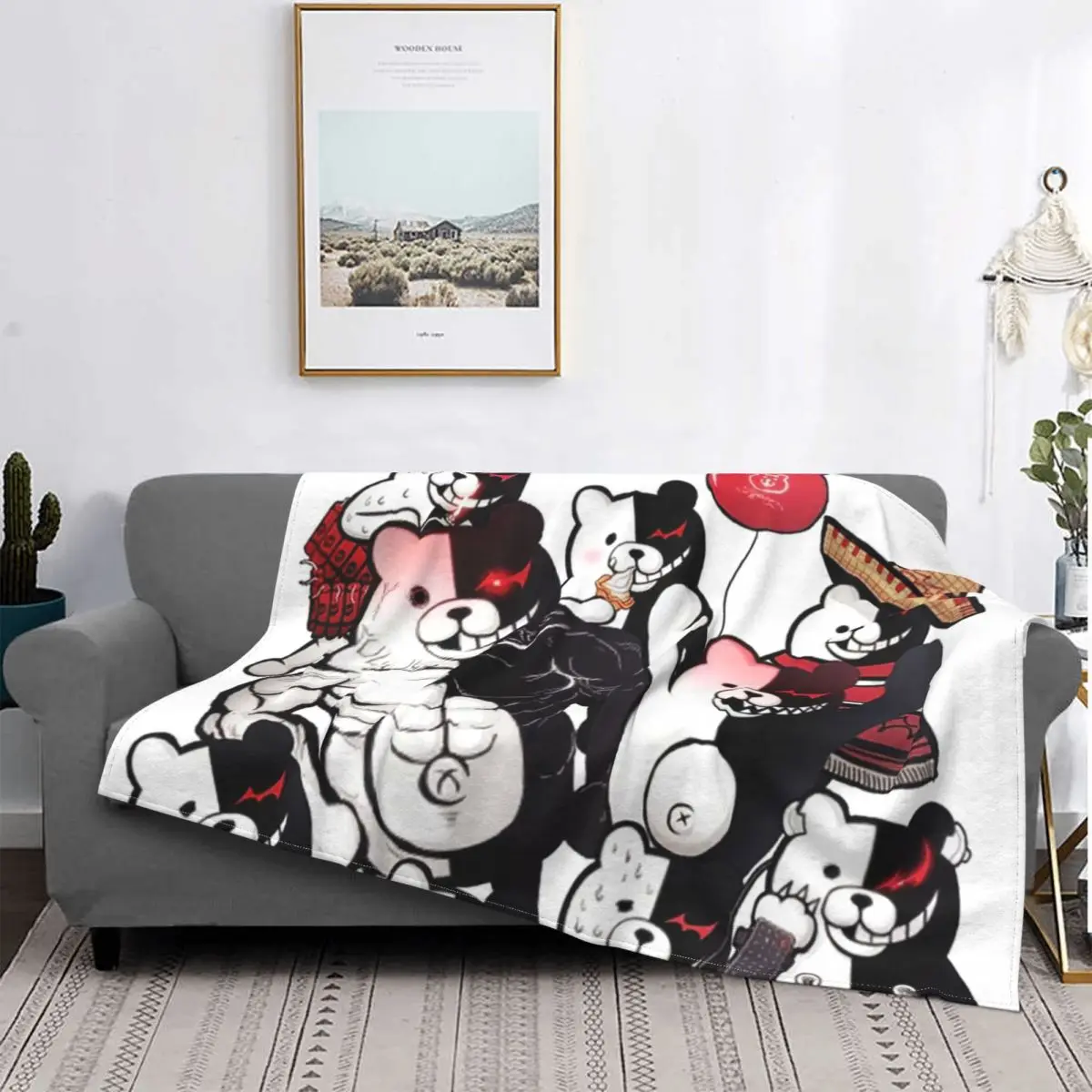 

Danganronpa,Monokuma Portrait Of Wisdom Blankets Fleece Decoration Ultra-Soft Throw Blankets Bedroom Plush Thin Quilt