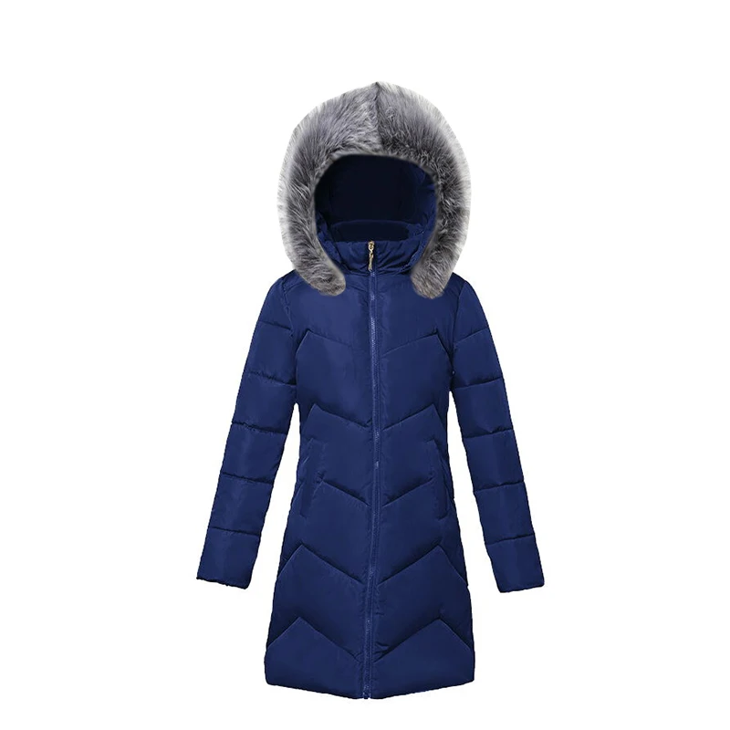 Short dark blue Женское зимнее пальто больших размеров, большой меховой пуховик, женские пальто больших размеров 5XL 6XL 7XL, теплые зимние куртки с капюшоном, женские длинные парки - Цвет: Short dark blue