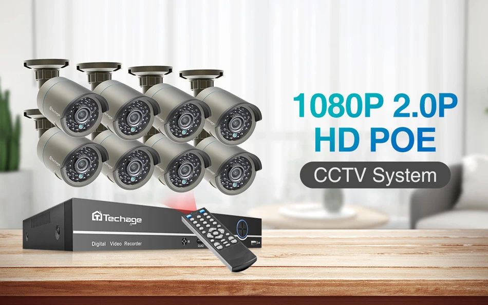 Techage H.265 1080P Аудио Звук POE IP камера 2MP водонепроницаемый открытый видео CCTV видеонаблюдения ONVIF для POE NVR системы