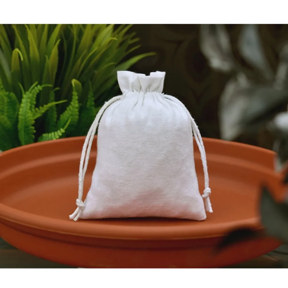 Персонализированные белый мешок с завязками логотипом Эко-дружественных