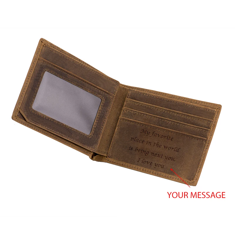 engrave inside wallet Men Personalized Leather Short Slim Male Purses Money Clip Credit Card Bag Engraved Customize for Son groomsman gift - Цвет: engrave inside