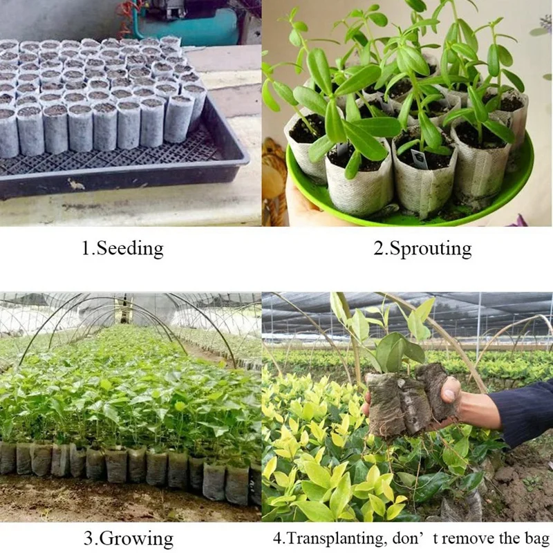 

200Pcs Biodegradable Non-Woven Nursery Bags Plant Grow Bags Fabric Seedling Pots