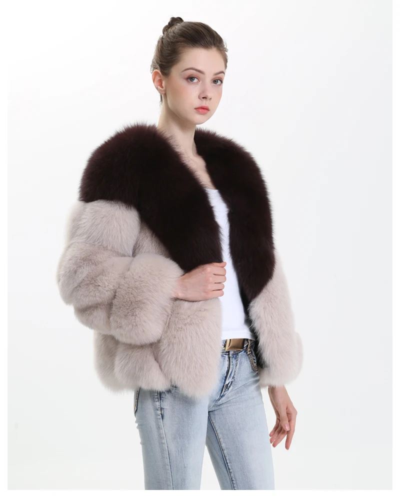 MAOMAOFUR пальто из натурального Лисьего меха женская натуральная меховая верхняя одежда женская Женская Толстая теплая куртка из натурального меха пальто из натурального Лисьего меха