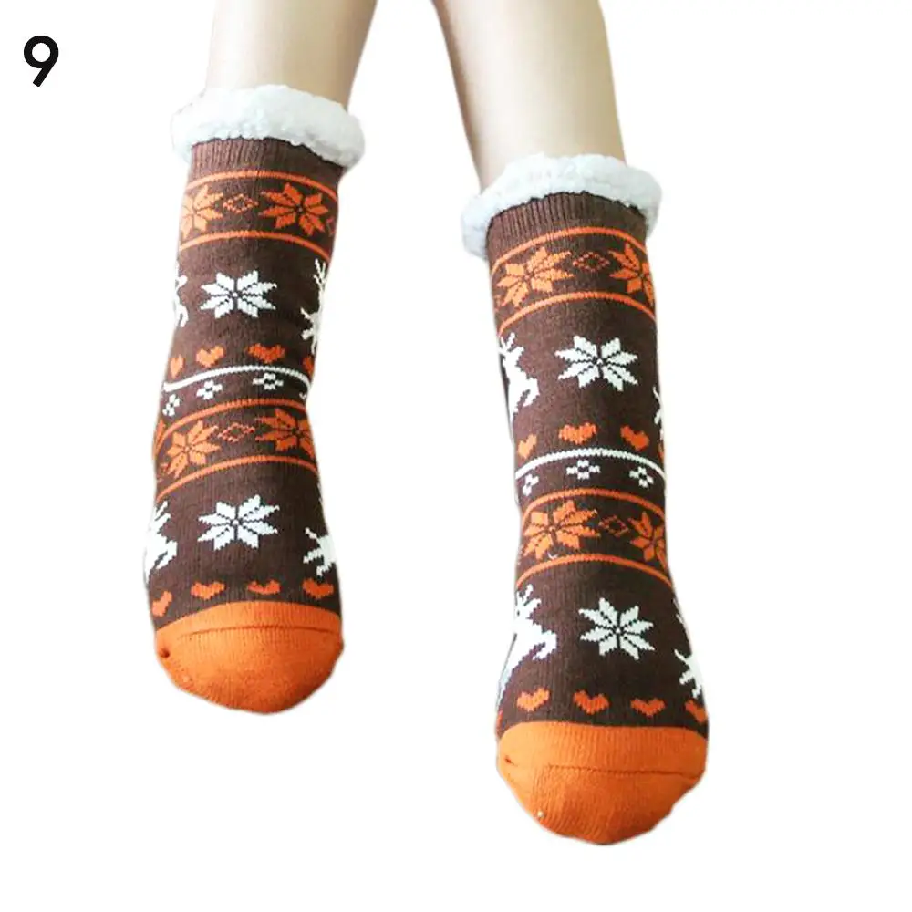 9 Женские зимние носки мягкие, теплые, удобные, пушистые, на флисовой подкладке, рождественские, толстые носки, подарок с захватом, тапочки, женские модные носки - Цвет: 9