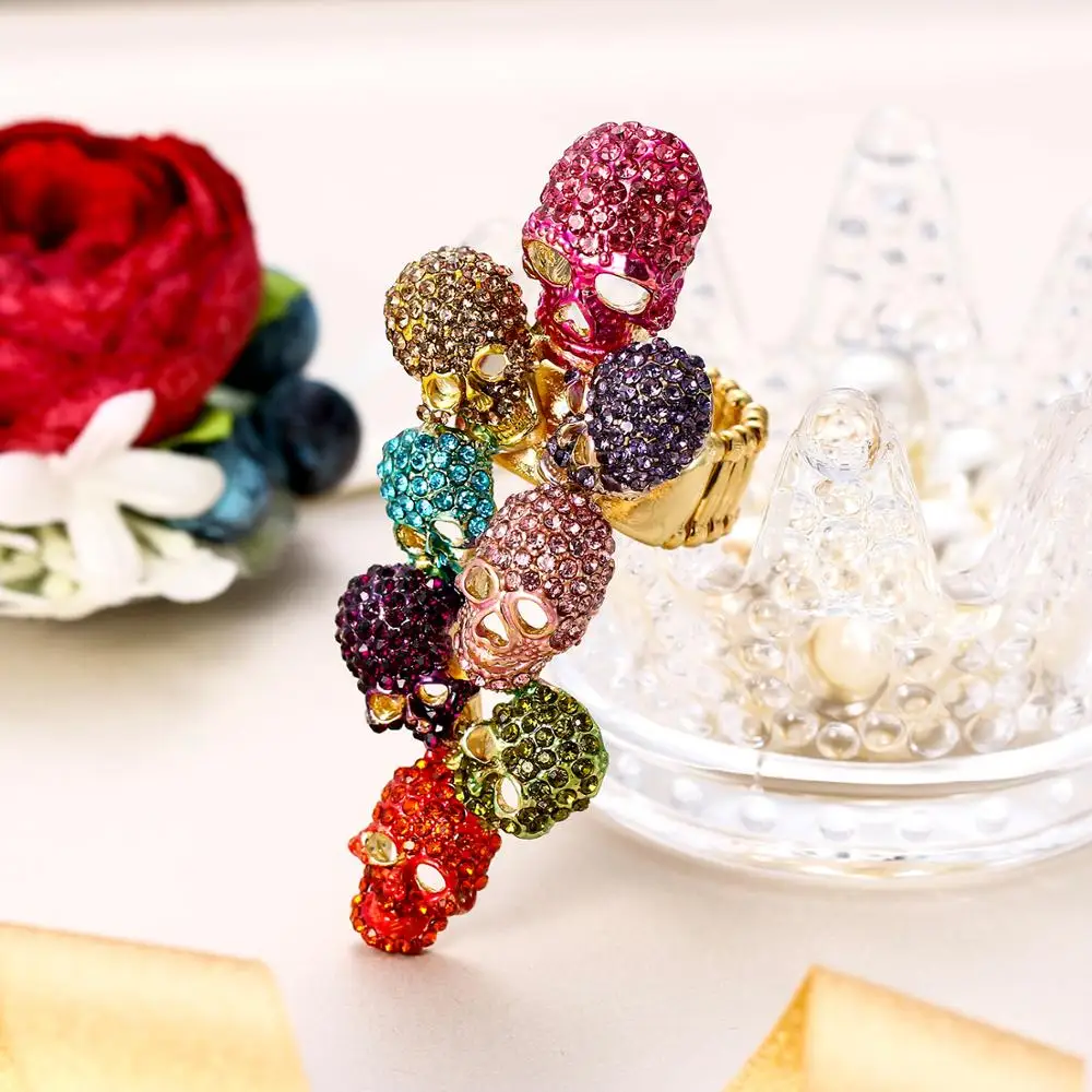 Хэллоуин кольца в виде черепа для женщин Femme готическом стиле с украшением