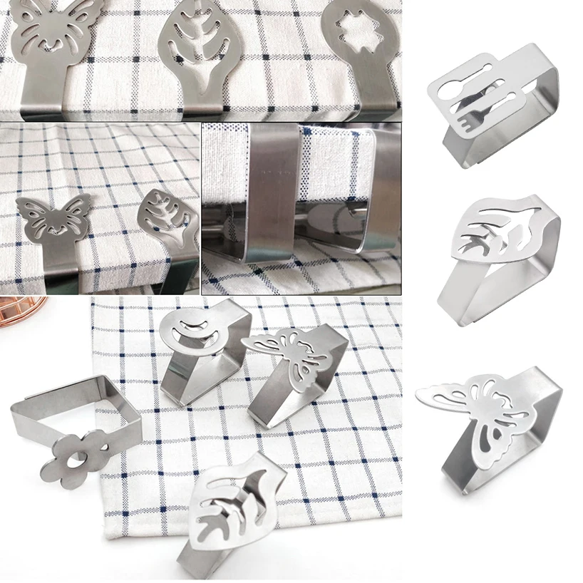 

4Pcs Butterfly Tablecloth Clips Wedding Tablecloth Clamp Holder DIY Party Craft Decorative Stainless Steel Kitchen Supplies