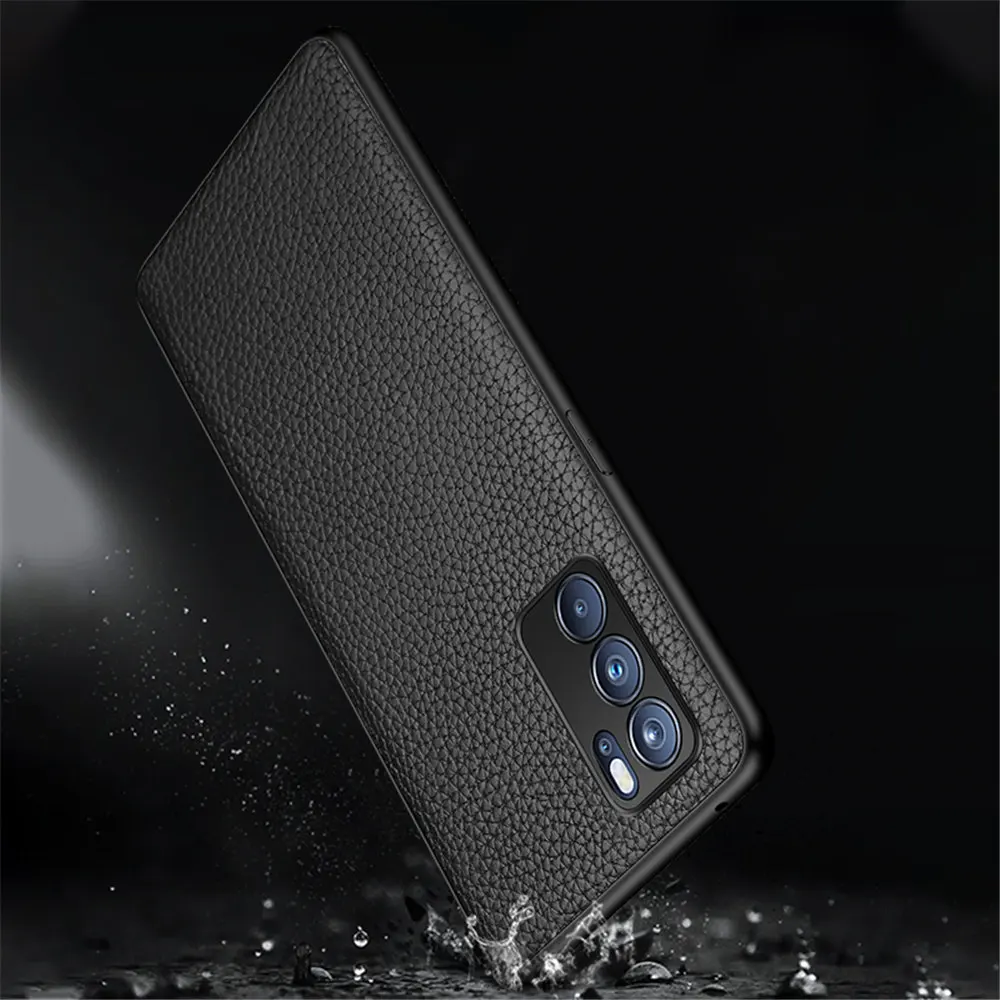 Роскошный чехол из натуральной кожи личи для телефона OPPO Reno 6/Reno 6 Pro/Reno Pro Plus