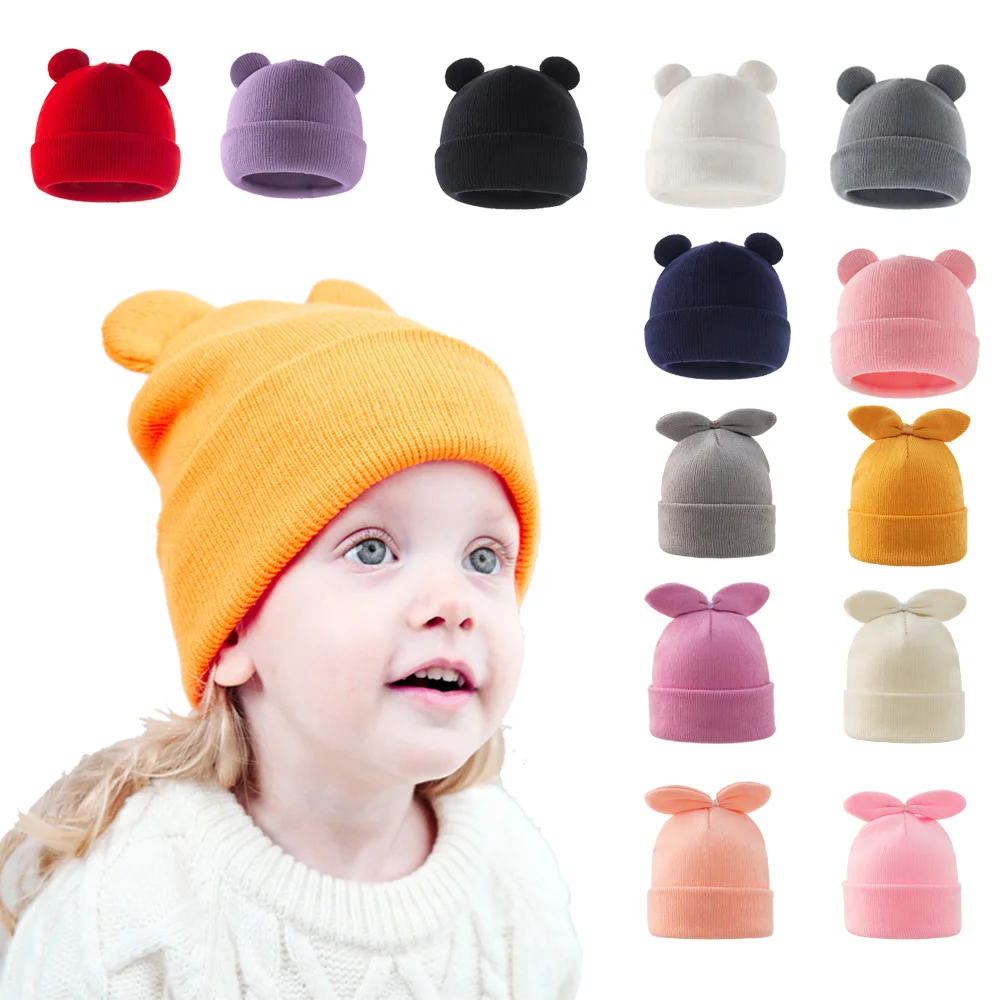 

шапочка для новожденных флисовая шапка шапка на девочку Шапка для новорожденных, с бантом и медвежьими ушками
