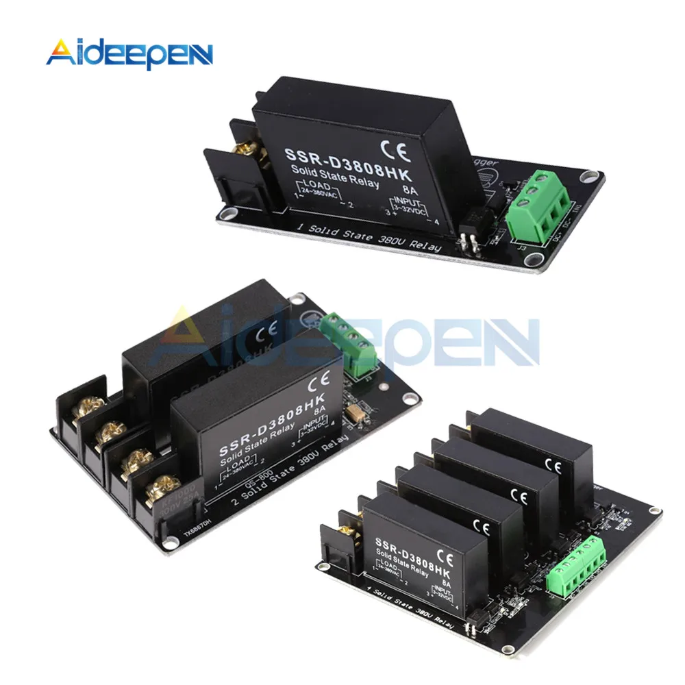 

380V 8A 1 2 4 Channel Solid State Relay Module High and Low Level H-L Trigger Board SSR-D3808HK Switch Controller For Arduino