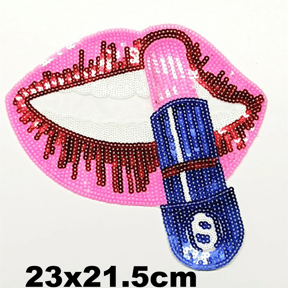 

DIY large embroidery big lip mouth cartoon patches for clothing QR-3372