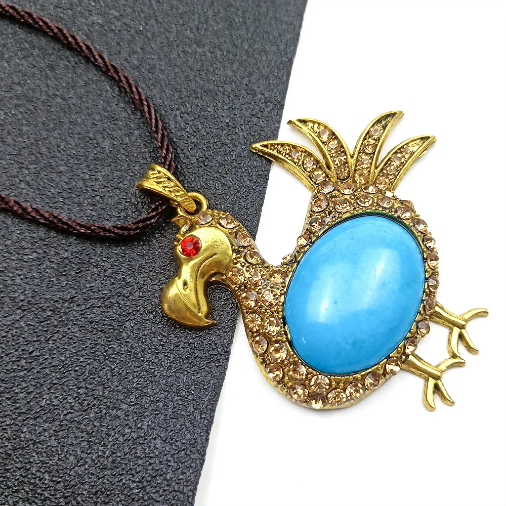 Оптовая продажа Голубой Бирюзовый комплект с бриллиантом Феникс летающий кулон