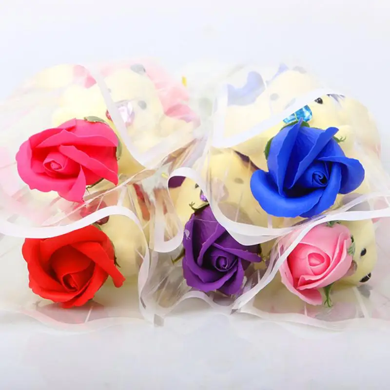 

Rose Flower Soap Flower Valentine's Day Single Bear Women's Gift Wholesale Small Gift Of Artificial Rose Bouquet Valentine Gift