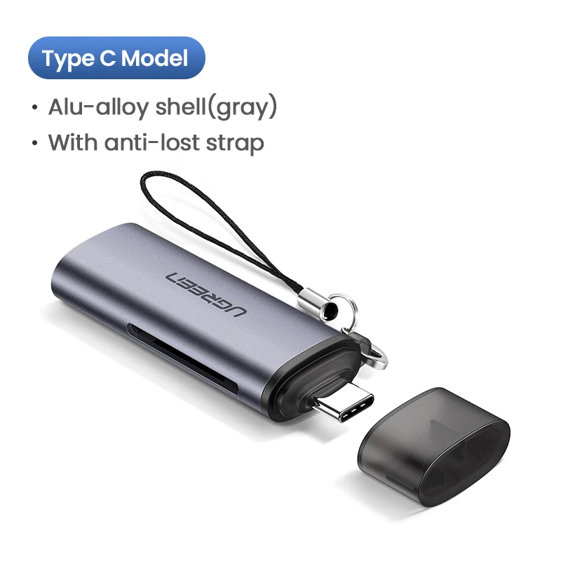 Ugreen кард-ридер USB 3,0 type C для SD Micro SD TF адаптер для ноутбуков Аксессуары OTG кардридер смарт-карта памяти SD кардридер - Цвет: Type C - Alu alloy