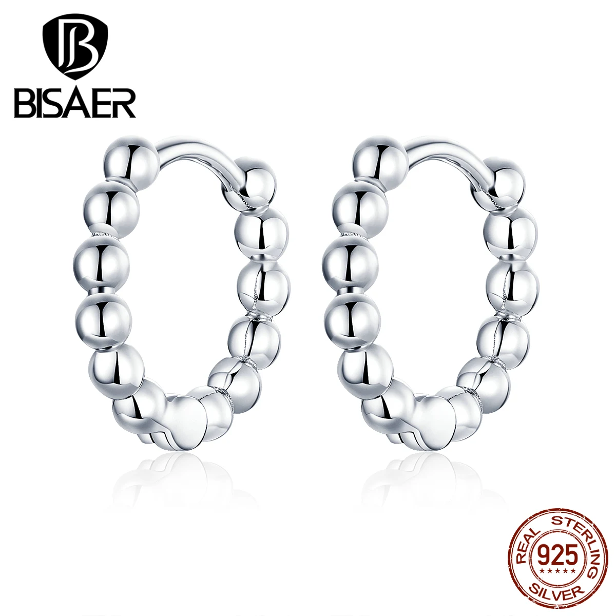 Маленькие серьги BISAER 925 пробы серебряные составной Круглый Круг изысканные