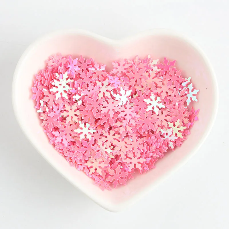 Блестки в виде снежинок белого и розового цветов 10 мм 500 г | Дом сад