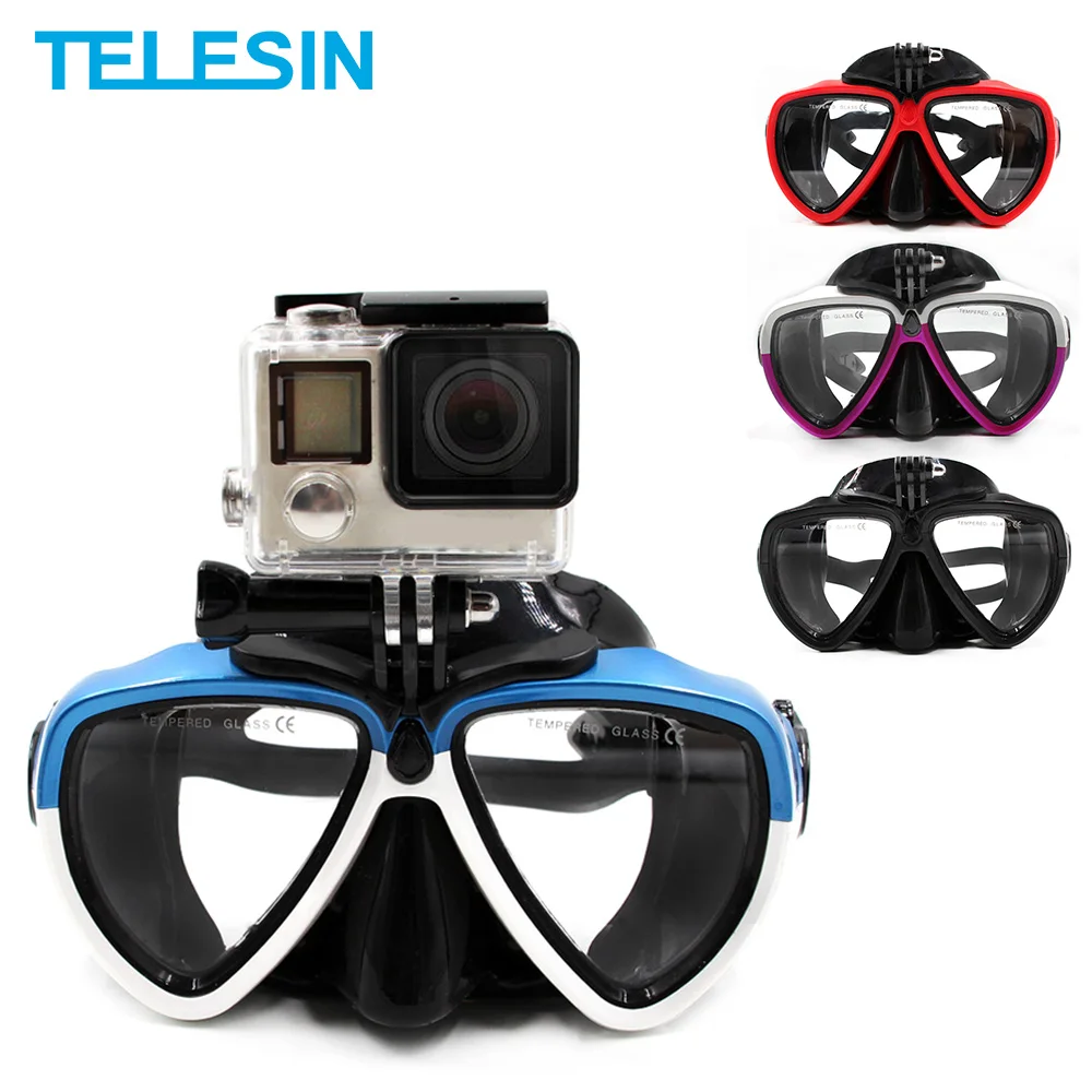 Телесин маска для подводного плавания трубка Googgles каленное стекло экшн камеры